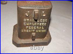 Vintage Rare Cast Iron J L Stainless Employees Federal Credit Union Bank Estate