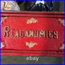 Vintage Ronald Reagan Cast Iron Mechanical Bank Reaganomics