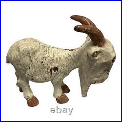 Vintage Rustic Cast Iron OSCAR THE BILLY GOAT Painted Coin Piggy Bank Doorstop