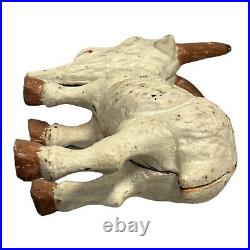 Vintage Rustic Cast Iron OSCAR THE BILLY GOAT Painted Coin Piggy Bank Doorstop