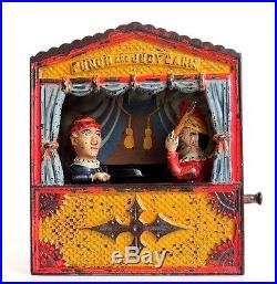 Vintage Shepard Hardware Co. Punch And Judy Cast Iron Mechanical Bank