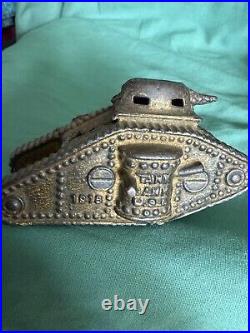 Vintage Tank Bank USA 1918 Cast Iron WW1 Tank