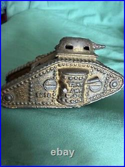 Vintage Tank Bank USA 1918 Cast Iron WW1 Tank