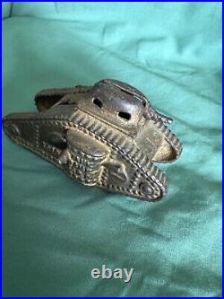 Vintage Tank Bank USA 1918 Cast Iron WW1 Tank