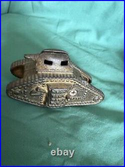Vintage Tank Bank USA 1918 Cast Iron WW1 Tank