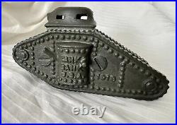 Vintage Tank Bank USA 1918 Cast Iron WW1 Tank Large