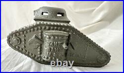 Vintage Tank Bank USA 1918 Cast Iron WW1 Tank Large