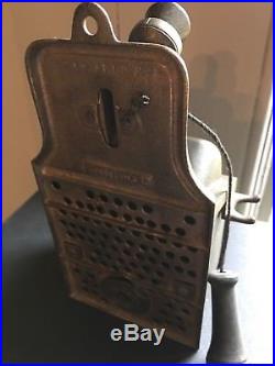 Vintage antique cast iron Telephone Pay Phone semi mechanical bank J&E Stevens