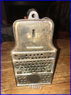 Vintage antique cast iron & sheet metal semi mechanical pay telephone coin bank