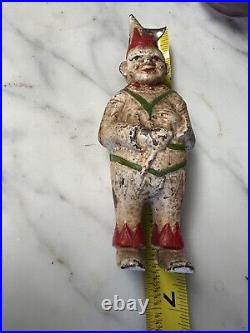 Vintage antique cast iron still bank 6 clown A. C Williams