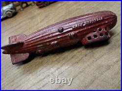 Vtg AC Williams Cast Iron Graf Zeppelin Coin Bank Original Red Paint Nice Patina