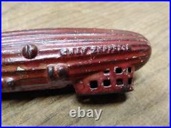 Vtg AC Williams Cast Iron Graf Zeppelin Coin Bank Original Red Paint Nice Patina