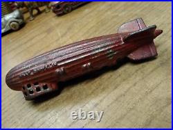 Vtg AC Williams Cast Iron Graf Zeppelin Coin Bank Original Red Paint Nice Patina