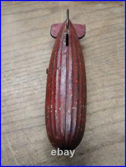 Vtg AC Williams Cast Iron Graf Zeppelin Coin Bank Original Red Paint Nice Patina