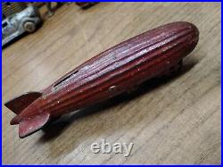 Vtg AC Williams Cast Iron Graf Zeppelin Coin Bank Original Red Paint Nice Patina