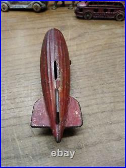 Vtg AC Williams Cast Iron Graf Zeppelin Coin Bank Original Red Paint Nice Patina