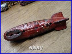 Vtg AC Williams Cast Iron Graf Zeppelin Coin Bank Original Red Paint Nice Patina