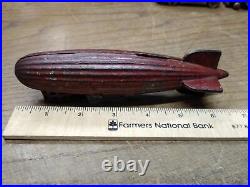Vtg AC Williams Cast Iron Graf Zeppelin Coin Bank Original Red Paint Nice Patina