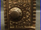 WONDERFUL ANTIQUE U. S. CAST IRON UNION SAFE STILL BANK, c. 1900