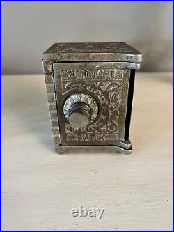 WONDERFUL ANTIQUE U. S. CAST IRON UNION SAFE STILL BANK, c. 1900