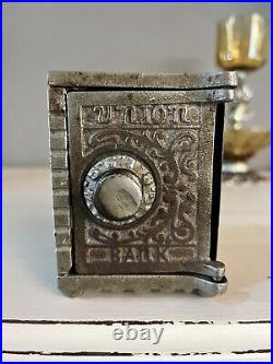 WONDERFUL ANTIQUE U. S. CAST IRON UNION SAFE STILL BANK, c. 1900