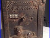 Watch Dog Safe Bank, cast iron still bank with dog on front