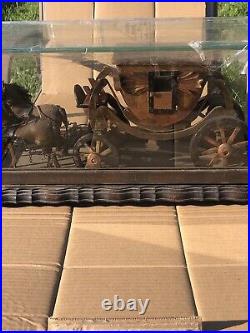 Wells Fargo Stagecoach/ Horses Handemade Wood/ Cooper Removable Glass Case VTG