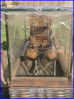 Wells Fargo Stagecoach/ Horses Handemade Wood/ Cooper Removable Glass Case VTG