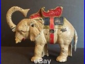 Wonderful Antique Cast Iron Elephant Mechanical Bank, Original Paint