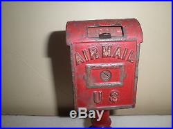 Wonderful old original cast iron Air Mail Bank on Base still bank c. 1920