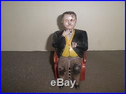 Wonderful old original cast iron Tammany mechanical bank, J. &E. Stevens pat. 1873