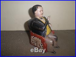 Wonderful old original cast iron Tammany mechanical bank, J. &E. Stevens pat. 1873