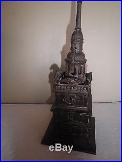 Wonderful old original cast iron Tower Bank penny bank 1902 1911